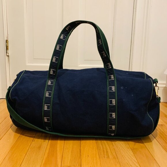 21” Goldman Sachs Canvas Duffel Green & Navy Banker Bag - Picture 1 of 16